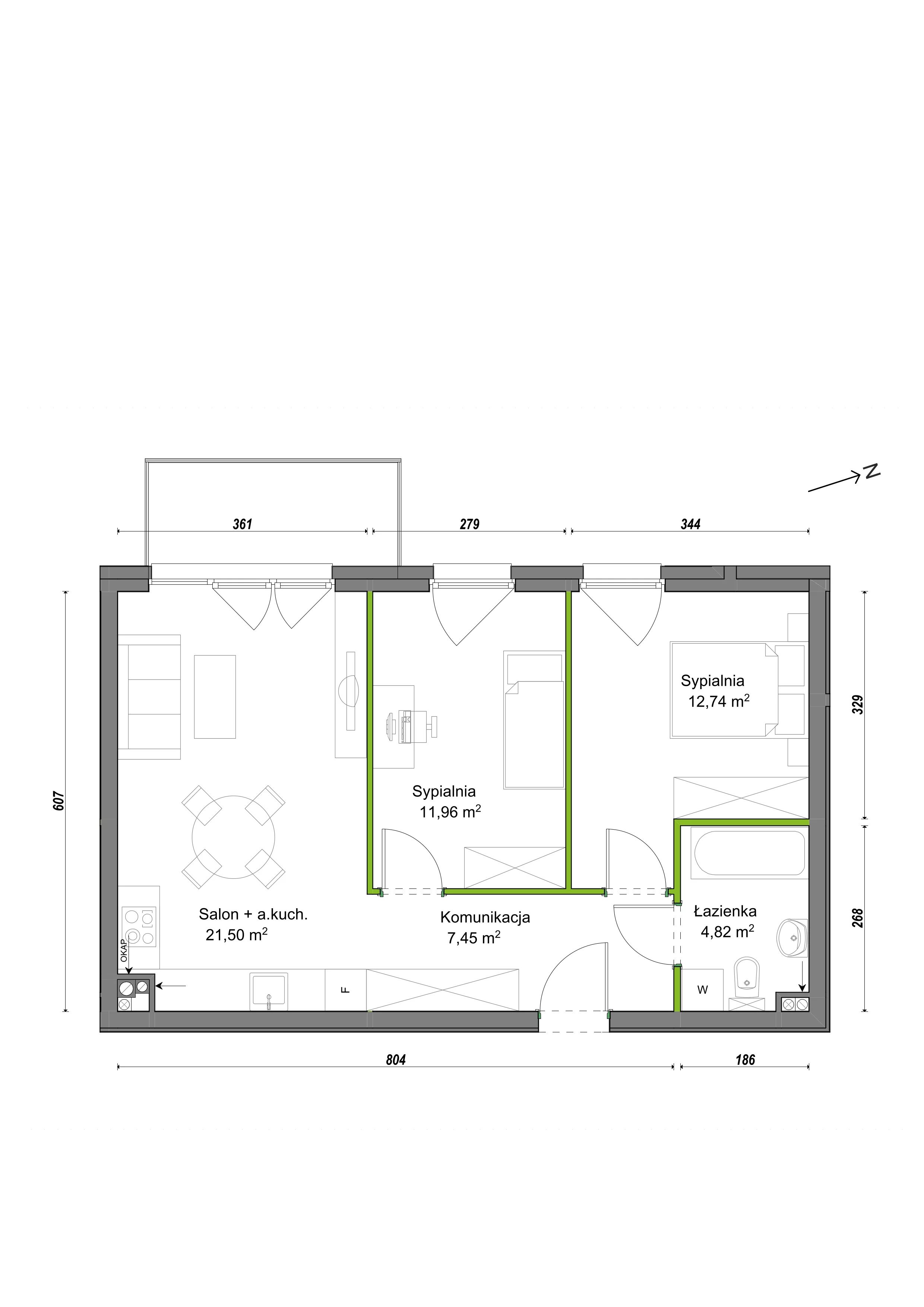 Mieszkanie 58,47 m², piętro 2, oferta nr B2/F/20, Orawska Vita, Wrocław, Ołtaszyn, Krzyki, ul. Orawska 73