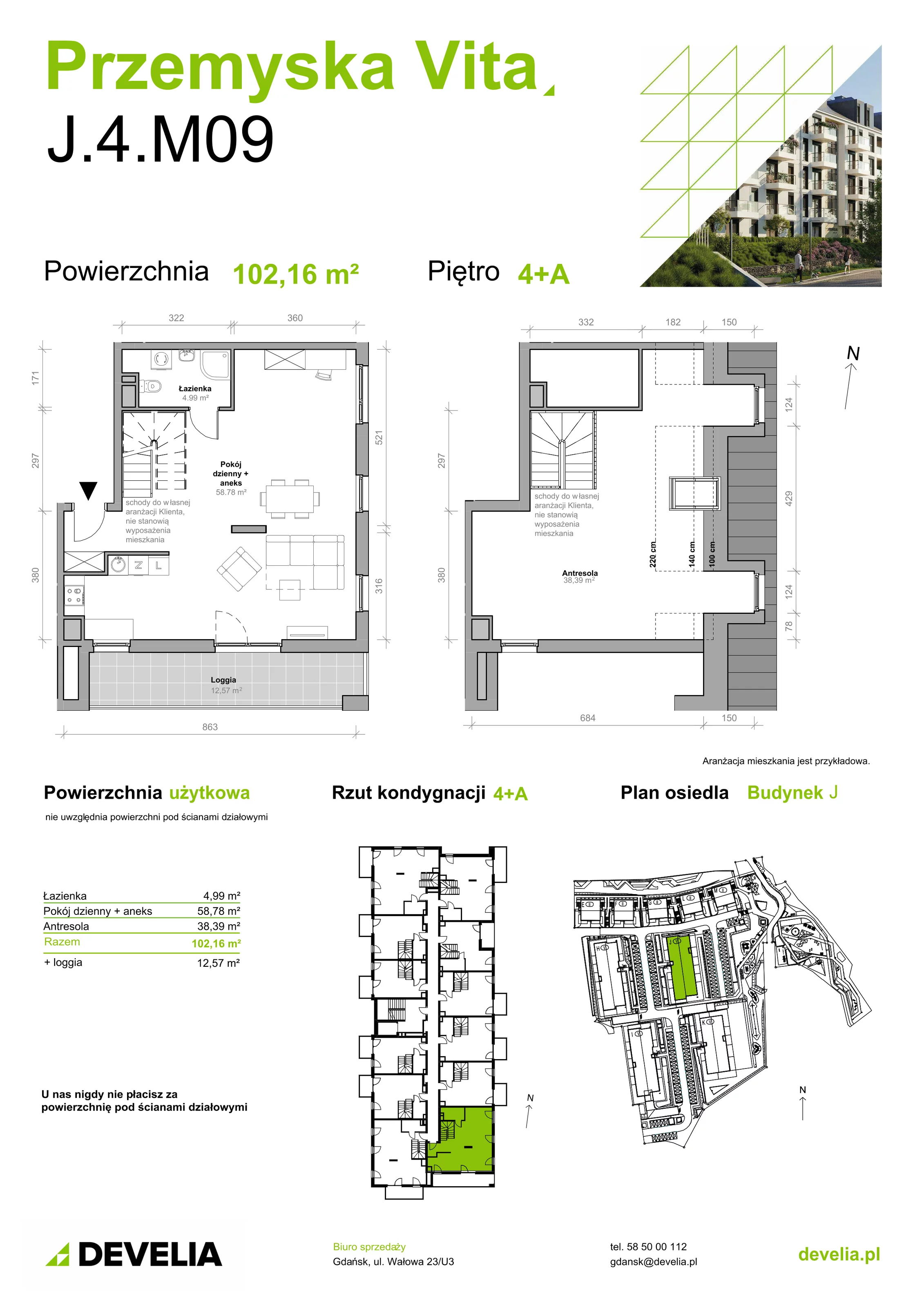 Mieszkanie 101,97 m², piętro 4, oferta nr J.4.M09, Przemyska Vita, Gdańsk, Ujeścisko-Łostowice, Ujeścisko, ul. Przemyska 37