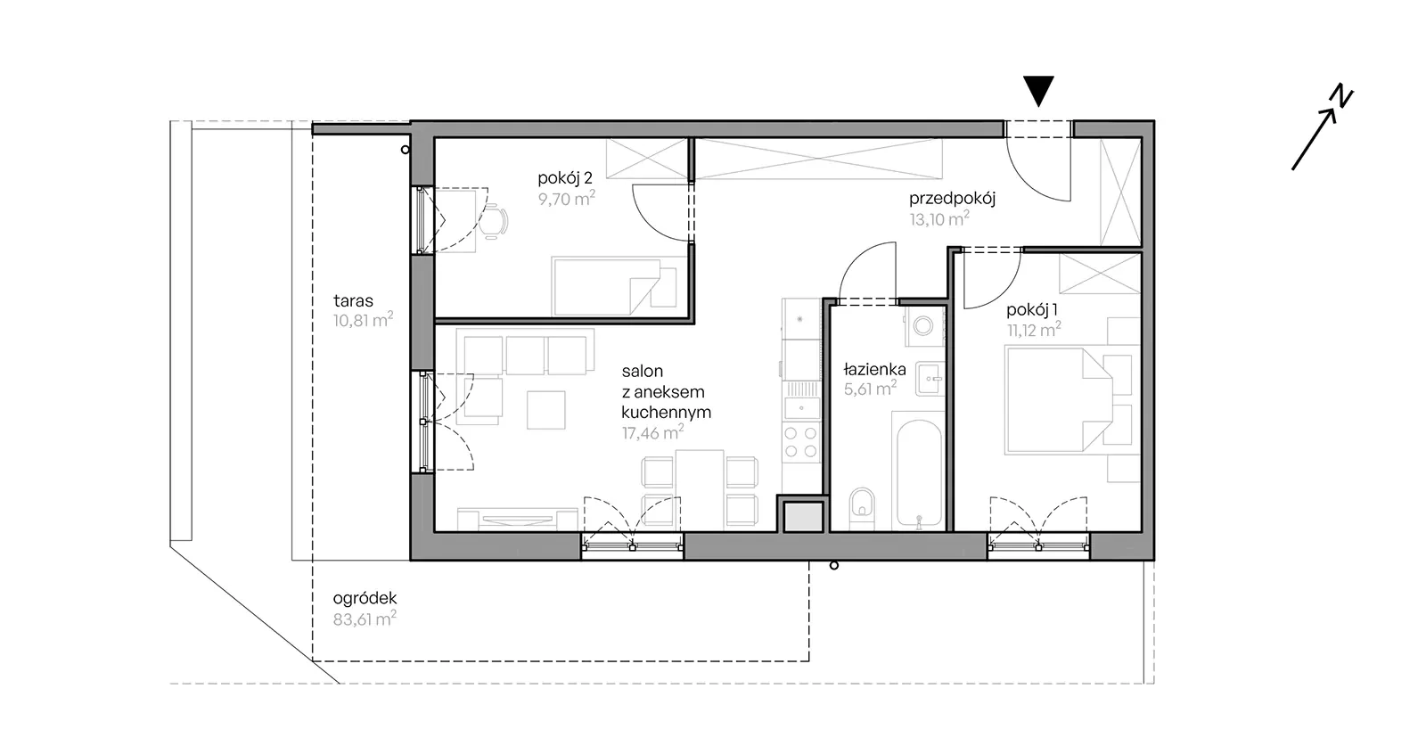 Mieszkanie 58,46 m², parter, oferta nr E/1.2, Ujeścisko Vita, Gdańsk, Ujeścisko-Łostowice, Ujeścisko, ul. Przemyska 25-33