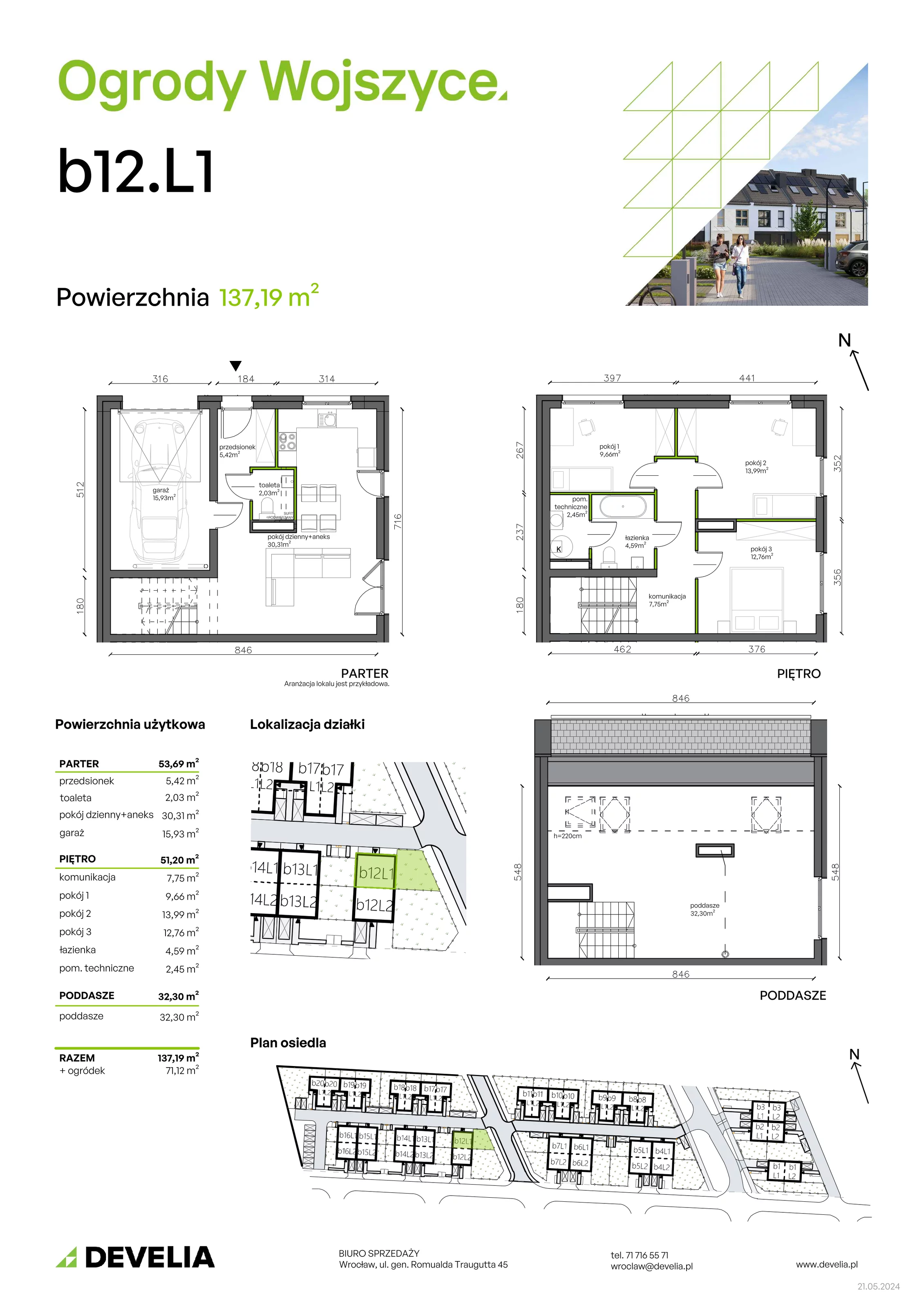 Dom 137,19 m², oferta nr b12.L1, Ogrody Wojszyce 2, Wrocław, Wojszyce, Krzyki, ul. Adama Kopycińskiego