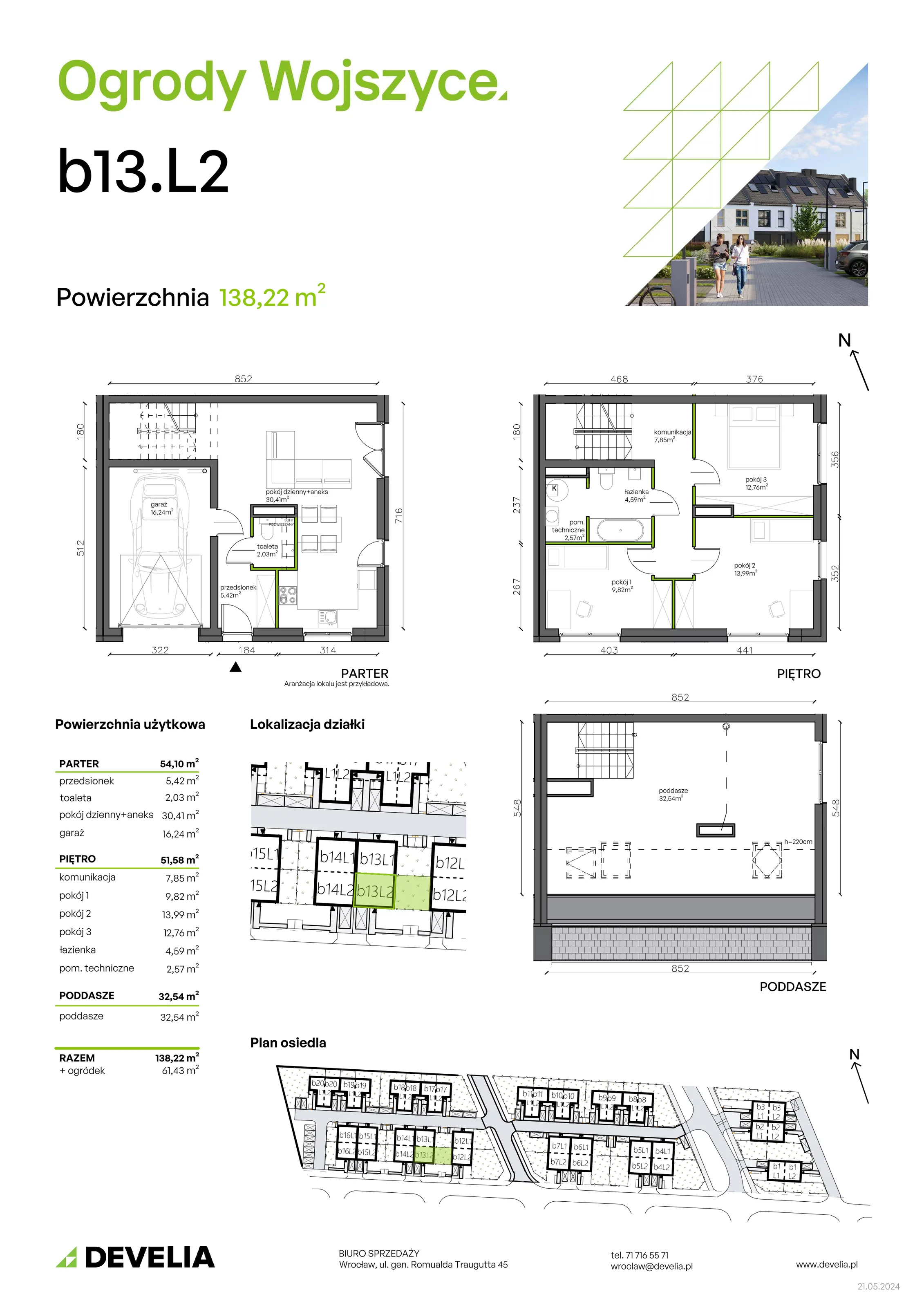 Dom 138,22 m², oferta nr b13.L2, Ogrody Wojszyce 2, Wrocław, Wojszyce, Krzyki, ul. Adama Kopycińskiego