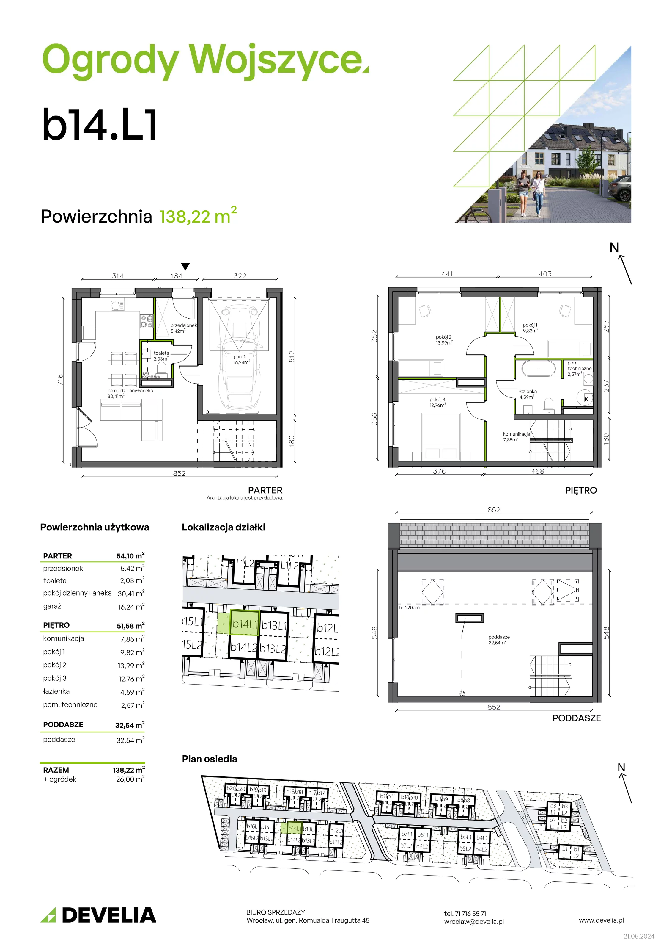 Dom 138,22 m², oferta nr b14.L1, Ogrody Wojszyce 2, Wrocław, Wojszyce, Krzyki, ul. Adama Kopycińskiego