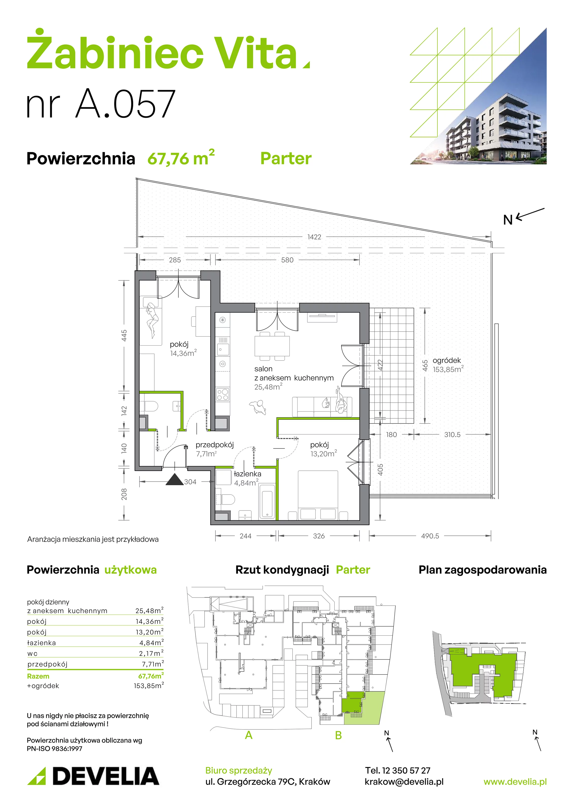 3 pokoje, mieszkanie 67,76 m², parter, oferta nr A.057, Żabiniec Vita, Kraków, Krowodrza, Żabiniec 56
