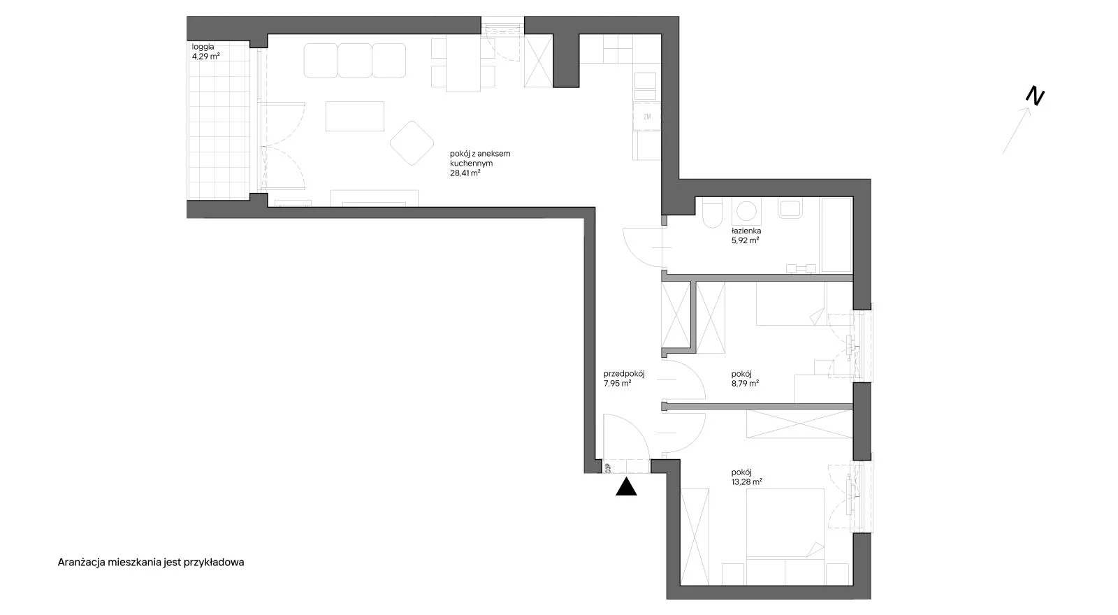 3 pokoje, mieszkanie 64,34 m², piętro 2, oferta nr A.054, Słoneczne Miasteczko, Kraków, Bieżanów-Prokocim, ul. Henryka i Karola Czeczów