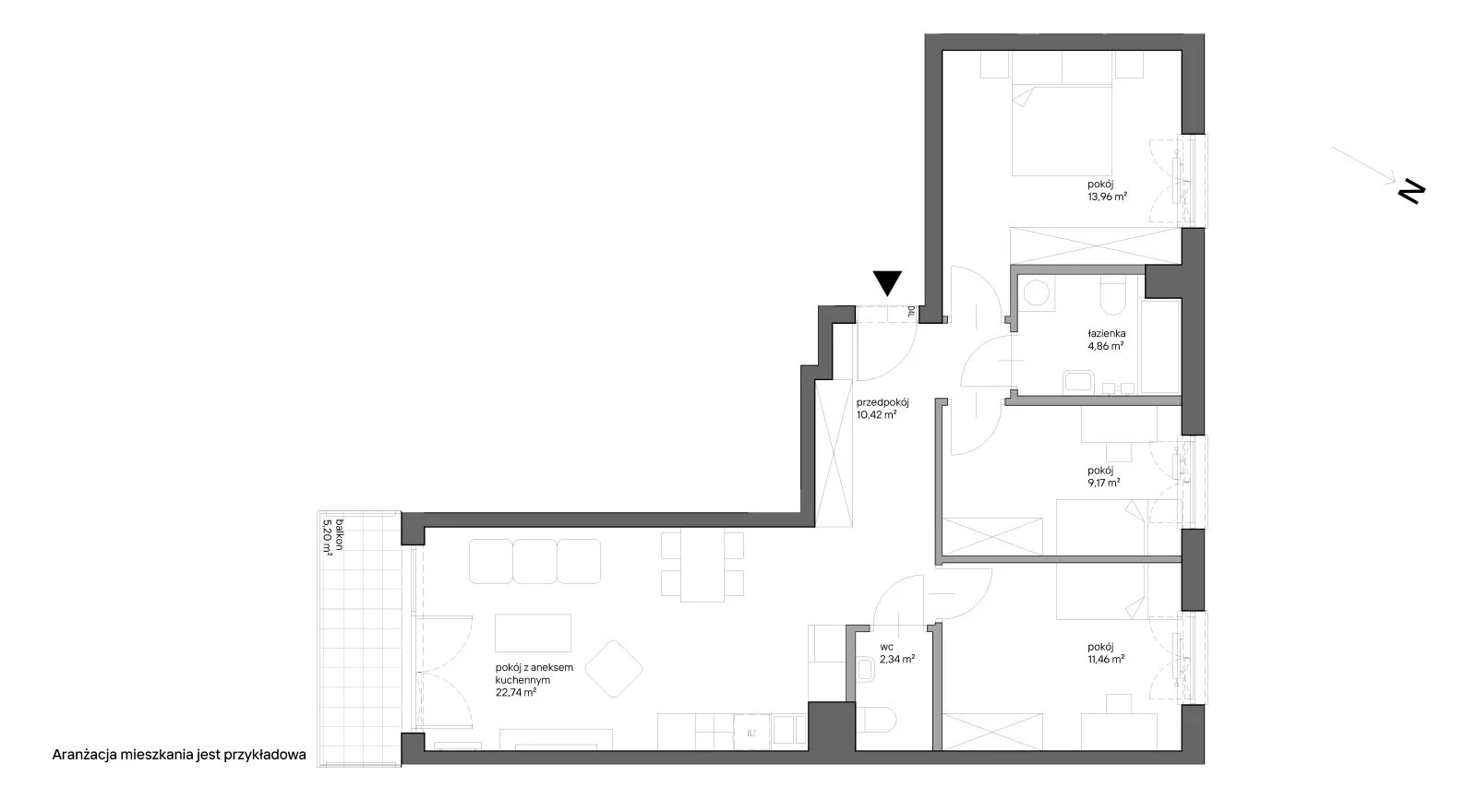 4 pokoje, mieszkanie 74,95 m², piętro 3, oferta nr A.055, Słoneczne Miasteczko, Kraków, Bieżanów-Prokocim, ul. Henryka i Karola Czeczów