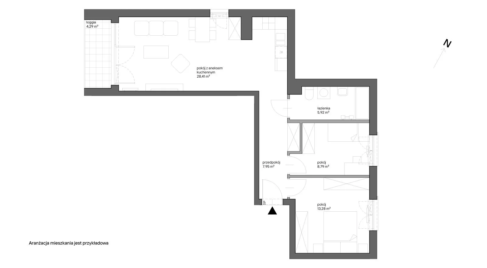 3 pokoje, mieszkanie 64,34 m², piętro 3, oferta nr A.062, Słoneczne Miasteczko, Kraków, Bieżanów-Prokocim, ul. Henryka i Karola Czeczów