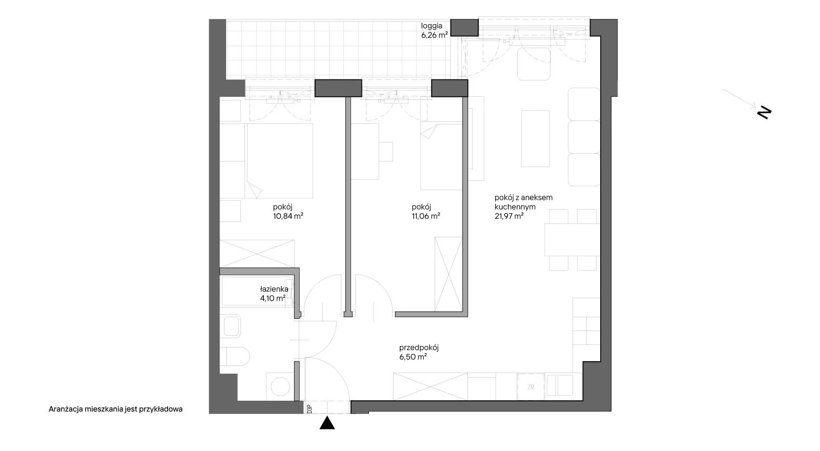 3 pokoje, mieszkanie 54,47 m², piętro 4, oferta nr A.069, Słoneczne Miasteczko, Kraków, Bieżanów-Prokocim, ul. Henryka i Karola Czeczów