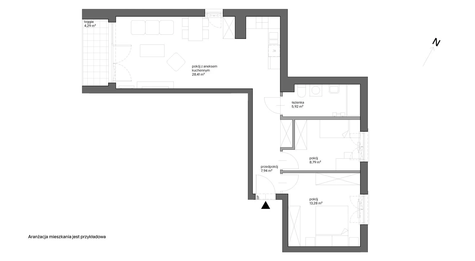 3 pokoje, mieszkanie 64,34 m², piętro 4, oferta nr A.070, Słoneczne Miasteczko, Kraków, Bieżanów-Prokocim, ul. Henryka i Karola Czeczów