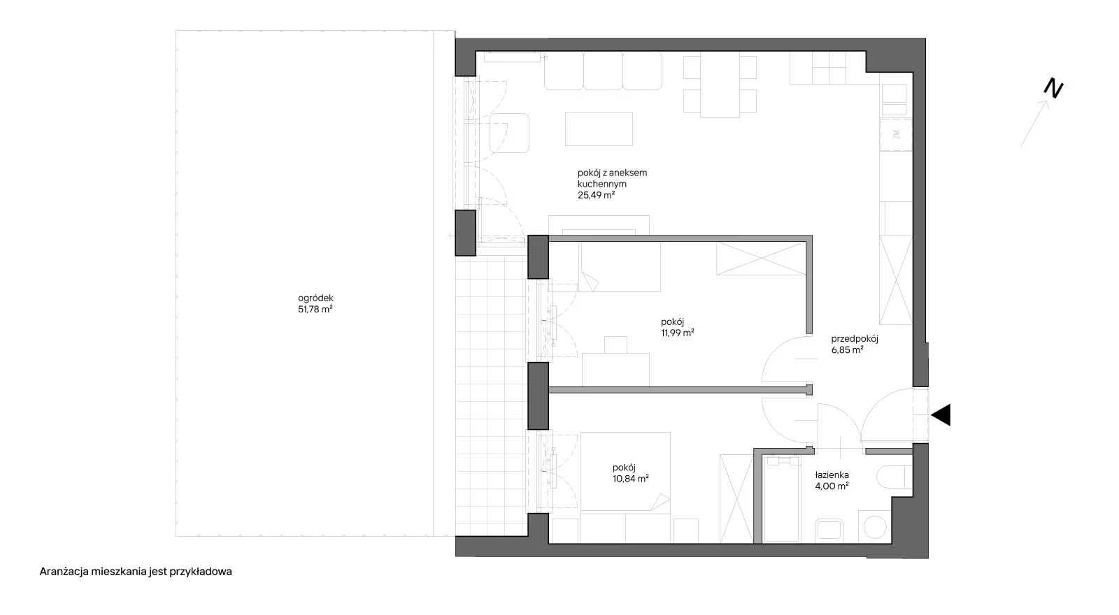 3 pokoje, mieszkanie 59,17 m², parter, oferta nr B.020, Słoneczne Miasteczko, Kraków, Bieżanów-Prokocim, ul. Henryka i Karola Czeczów
