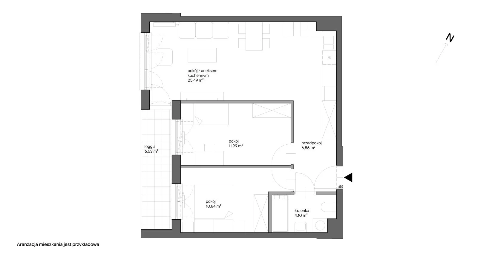 3 pokoje, mieszkanie 59,28 m², piętro 1, oferta nr B.028, Słoneczne Miasteczko, Kraków, Bieżanów-Prokocim, ul. Henryka i Karola Czeczów