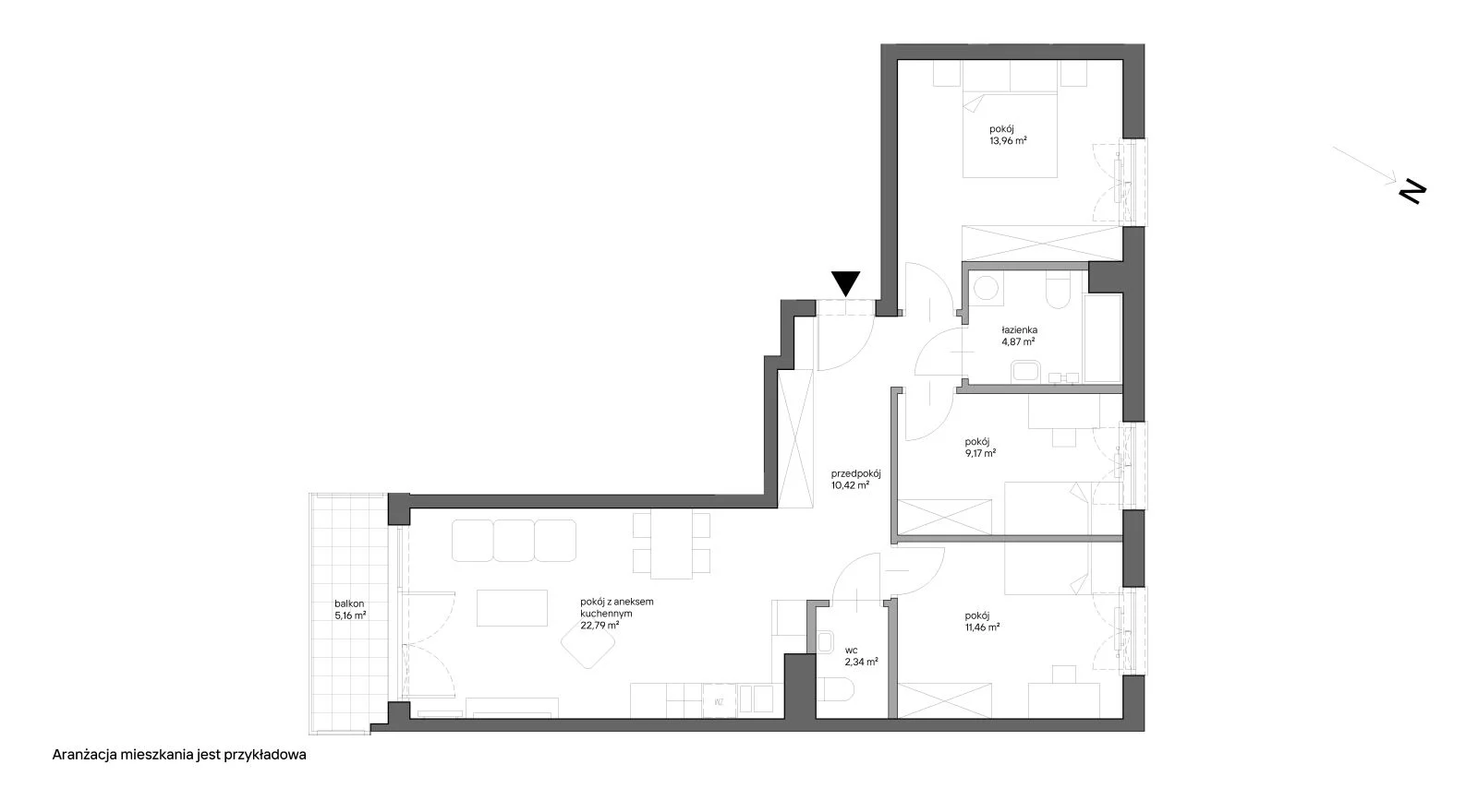 4 pokoje, mieszkanie 75,01 m², piętro 2, oferta nr B.030, Słoneczne Miasteczko, Kraków, Bieżanów-Prokocim, ul. Henryka i Karola Czeczów