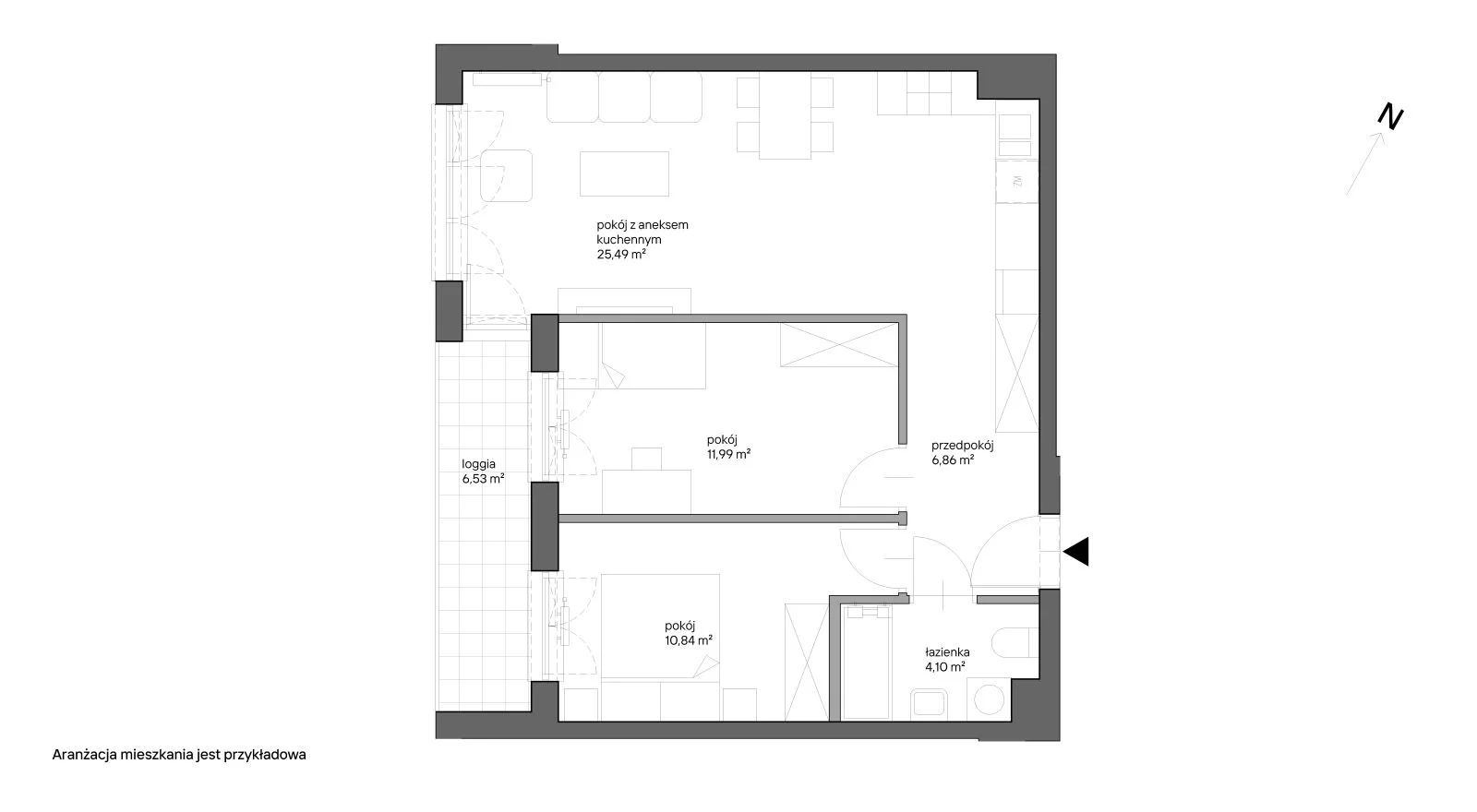 3 pokoje, mieszkanie 59,28 m², piętro 2, oferta nr B.036, Słoneczne Miasteczko, Kraków, Bieżanów-Prokocim, ul. Henryka i Karola Czeczów