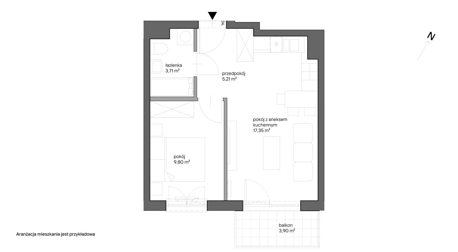 2 pokoje, mieszkanie 36,07 m², piętro 4, oferta nr B.047, Słoneczne Miasteczko, Kraków, Bieżanów-Prokocim, ul. Henryka i Karola Czeczów
