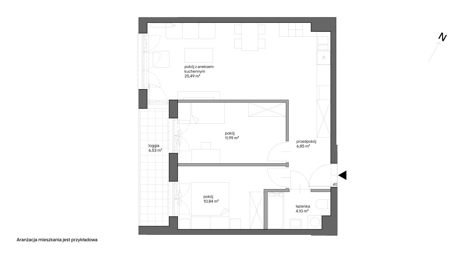 3 pokoje, mieszkanie 59,27 m², piętro 4, oferta nr B.052, Słoneczne Miasteczko, Kraków, Bieżanów-Prokocim, ul. Henryka i Karola Czeczów