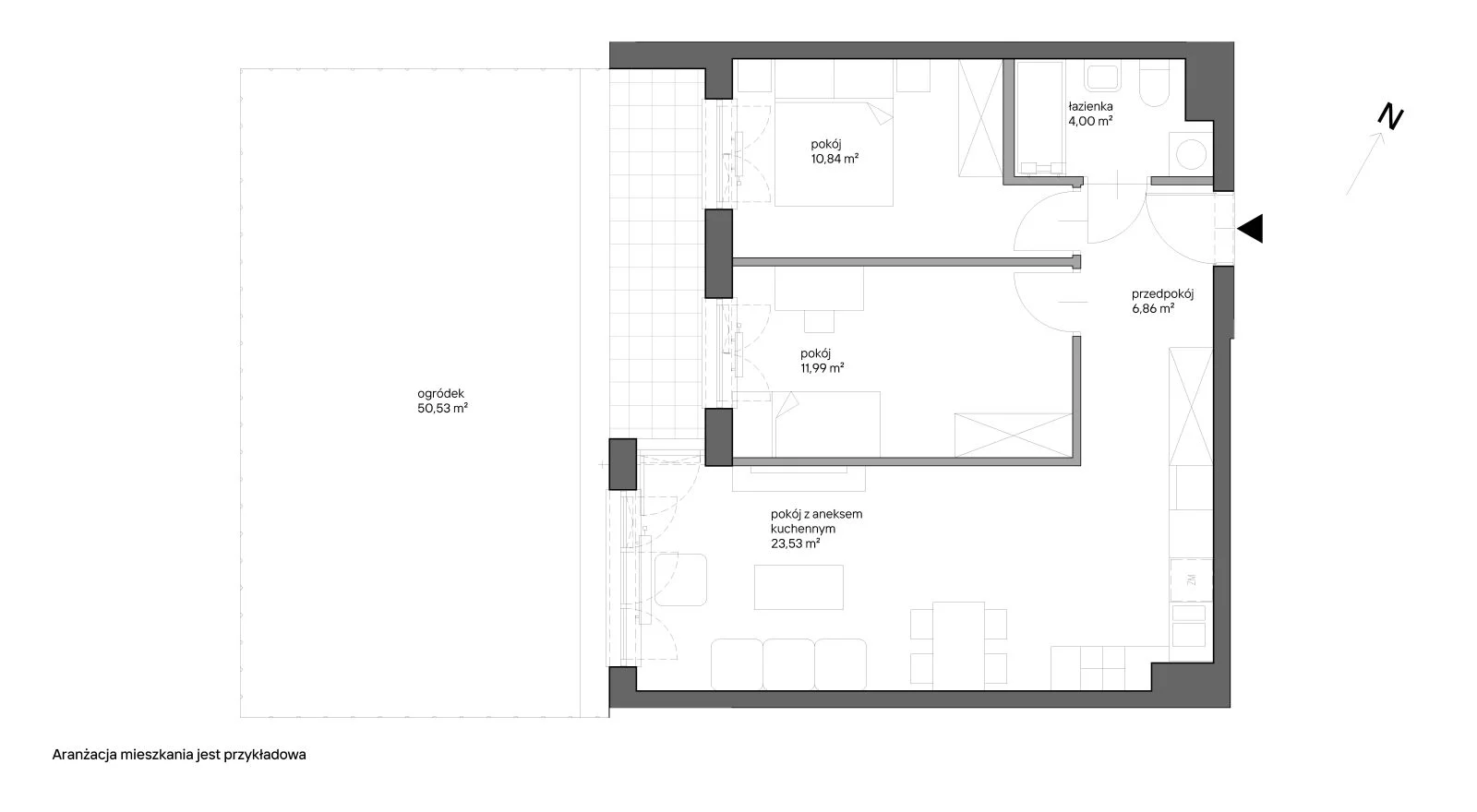 3 pokoje, mieszkanie 57,22 m², parter, oferta nr B.055, Słoneczne Miasteczko, Kraków, Bieżanów-Prokocim, ul. Henryka i Karola Czeczów