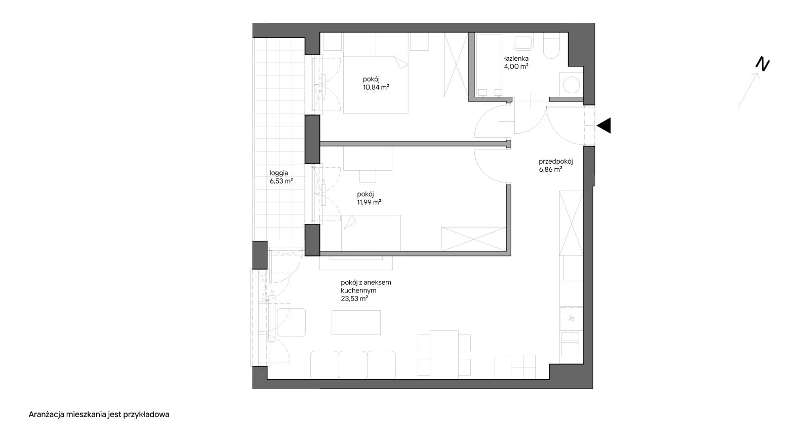 3 pokoje, mieszkanie 57,22 m², piętro 3, oferta nr B.070, Słoneczne Miasteczko, Kraków, Bieżanów-Prokocim, ul. Henryka i Karola Czeczów