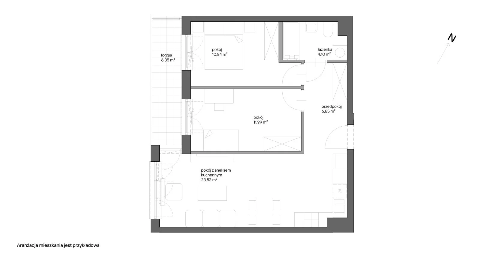 3 pokoje, mieszkanie 57,31 m², piętro 3, oferta nr B.072, Słoneczne Miasteczko, Kraków, Bieżanów-Prokocim, ul. Henryka i Karola Czeczów