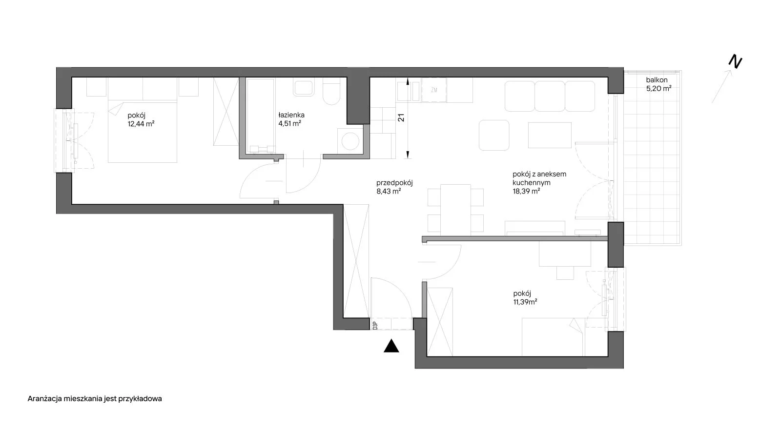 3 pokoje, mieszkanie 55,16 m², piętro 4, oferta nr C.020, Słoneczne Miasteczko, Kraków, Bieżanów-Prokocim, ul. Henryka i Karola Czeczów