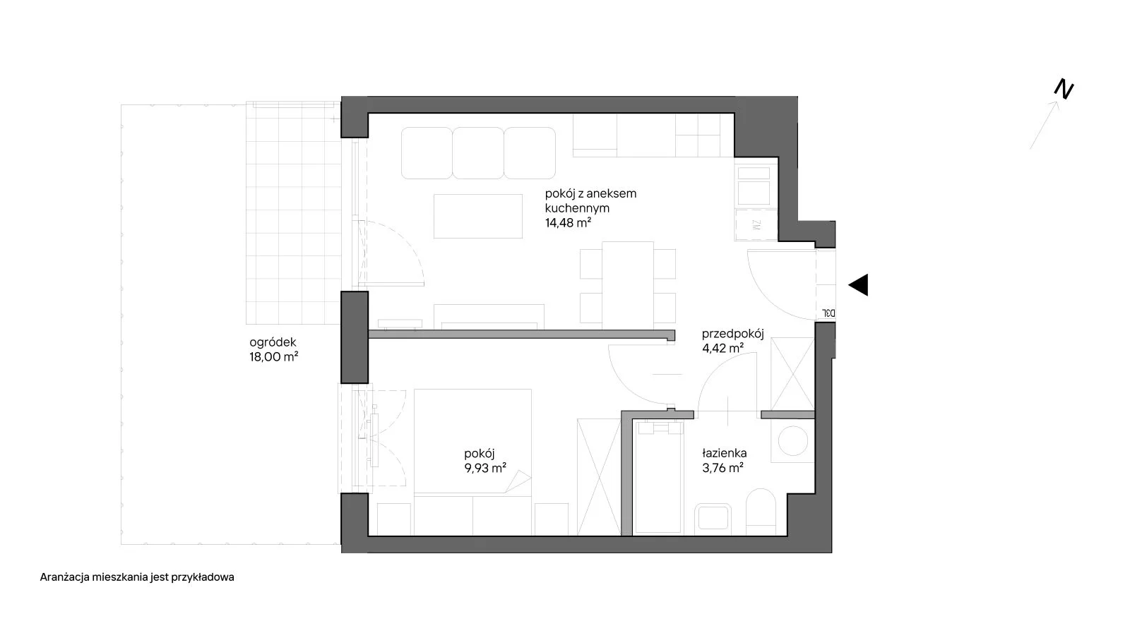 Mieszkanie 32,59 m², parter, oferta nr C.022, Słoneczne Miasteczko, Kraków, Bieżanów-Prokocim, ul. Henryka i Karola Czeczów