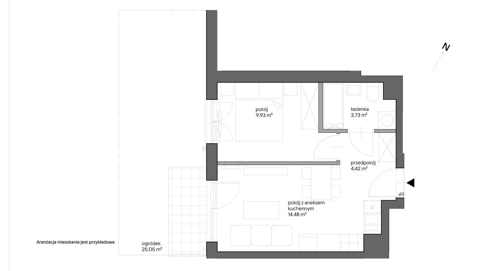 Mieszkanie 32,56 m², parter, oferta nr C.023, Słoneczne Miasteczko, Kraków, Bieżanów-Prokocim, ul. Henryka i Karola Czeczów