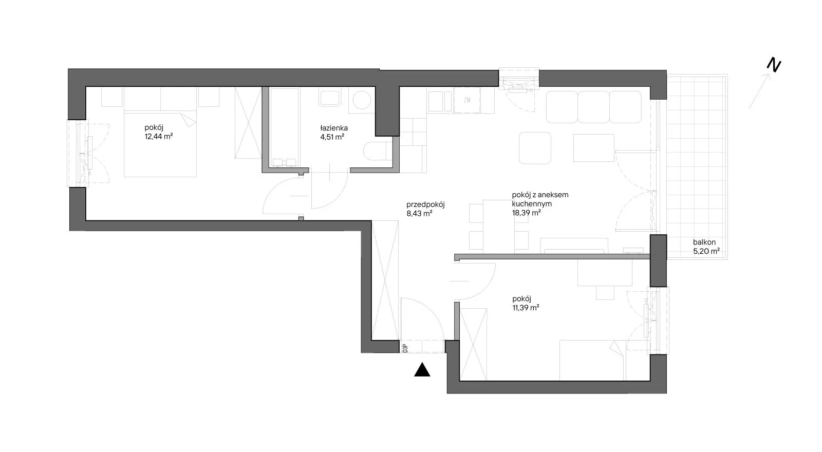 3 pokoje, mieszkanie 55,16 m², piętro 2, oferta nr C.032, Słoneczne Miasteczko, Kraków, Bieżanów-Prokocim, ul. Henryka i Karola Czeczów