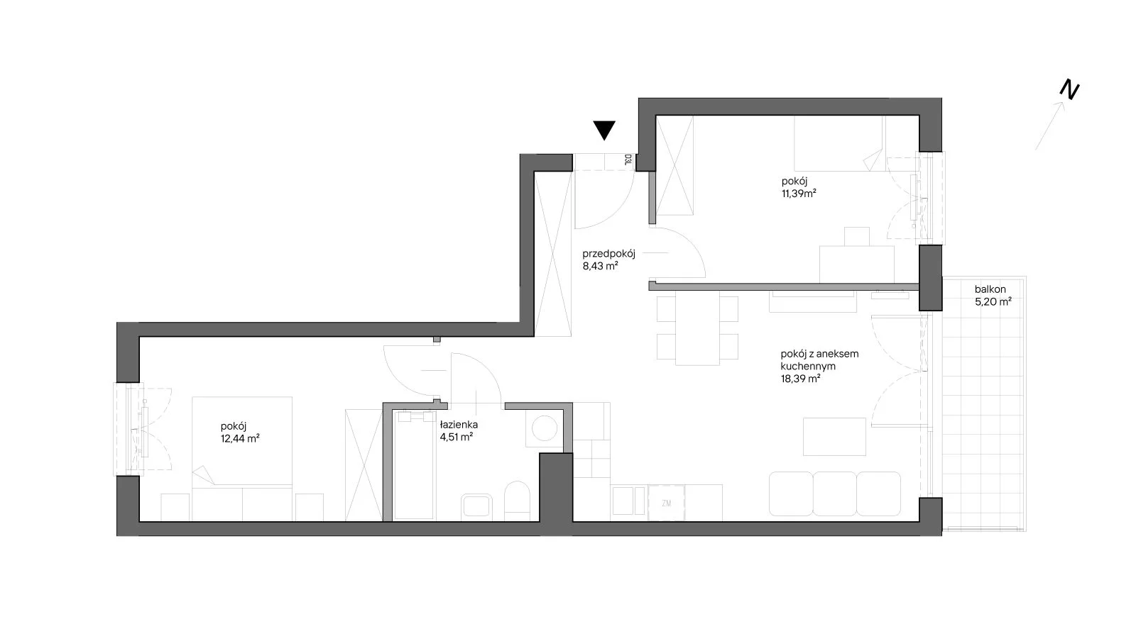 3 pokoje, mieszkanie 55,16 m², piętro 3, oferta nr C.033, Słoneczne Miasteczko, Kraków, Bieżanów-Prokocim, ul. Henryka i Karola Czeczów
