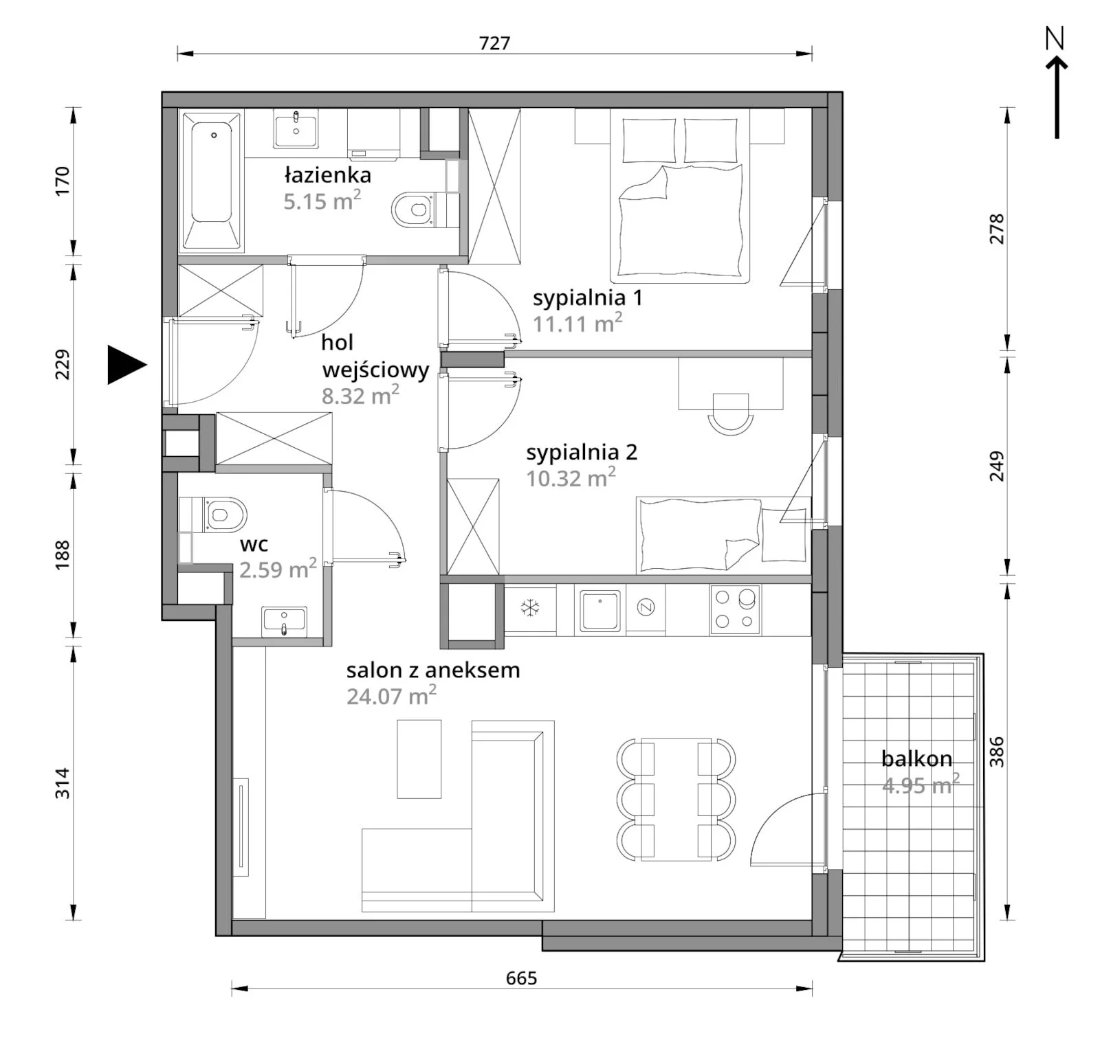 Mieszkanie 61,56 m², piętro 2, oferta nr B/017, Aleje Praskie etap III, Warszawa, Praga Południe, Kamionek, ul. Podskarbińska 32/34