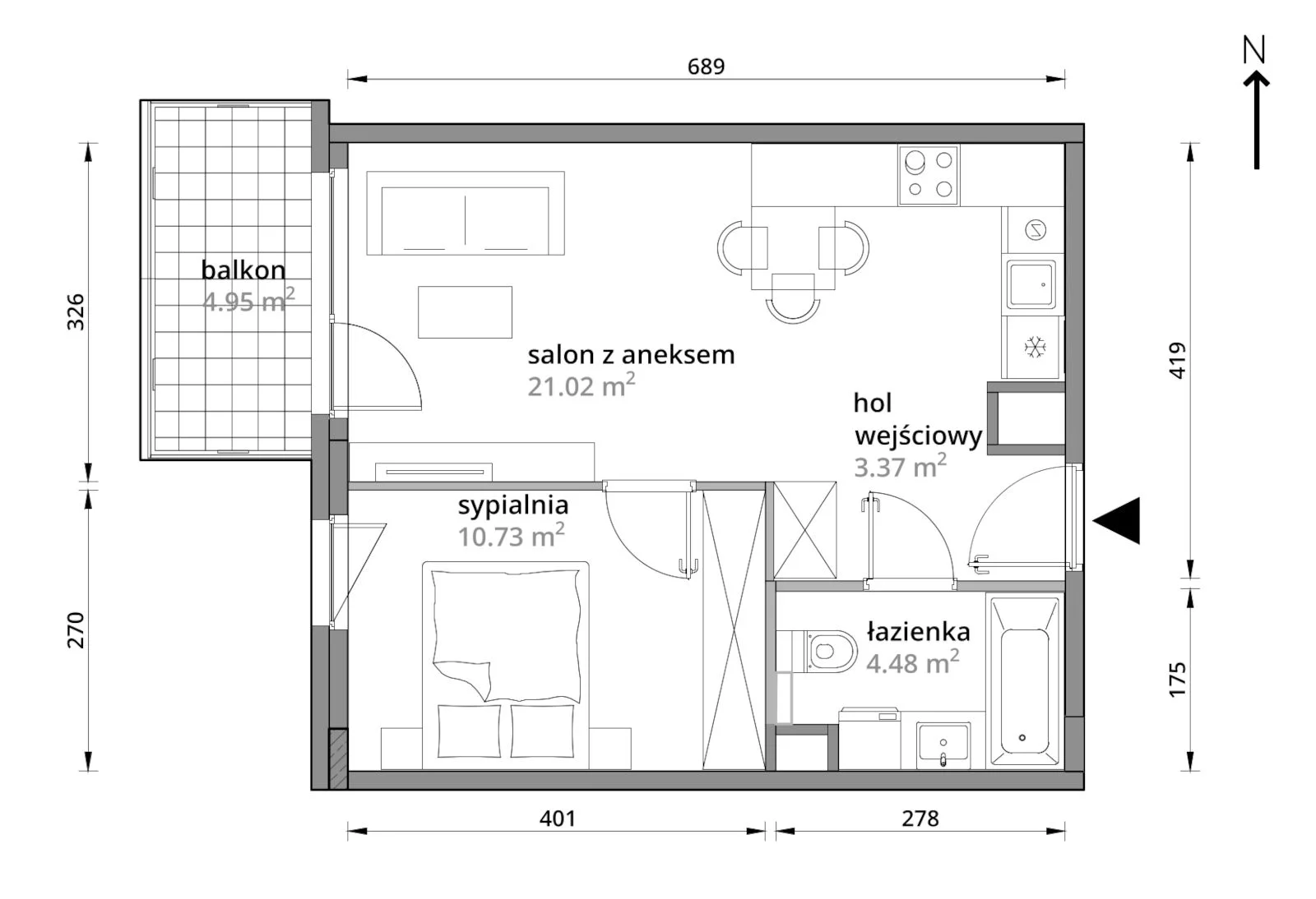 Mieszkanie 39,60 m², piętro 2, oferta nr B/022, Aleje Praskie etap III, Warszawa, Praga Południe, Kamionek, ul. Podskarbińska 32/34