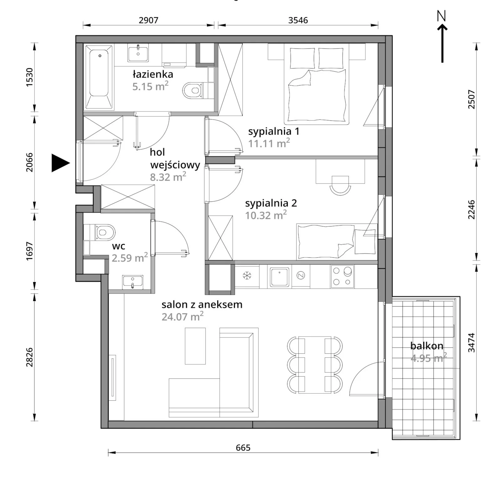 Mieszkanie 61,56 m², piętro 4, oferta nr B/043, Aleje Praskie etap III, Warszawa, Praga Południe, Kamionek, ul. Podskarbińska 32/34