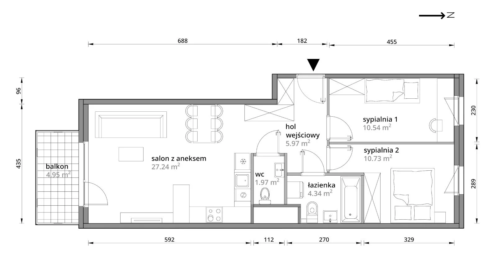 Mieszkanie 60,79 m², piętro 1, oferta nr B/051, Aleje Praskie etap III, Warszawa, Praga Południe, Kamionek, ul. Podskarbińska 32/34