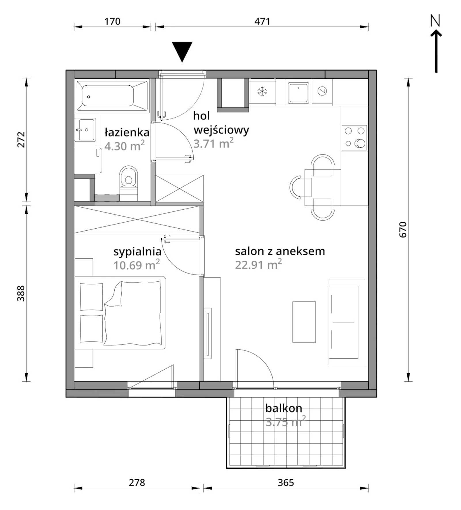 Mieszkanie 41,61 m², piętro 3, oferta nr B/058, Aleje Praskie etap III, Warszawa, Praga Południe, Kamionek, ul. Podskarbińska 32/34