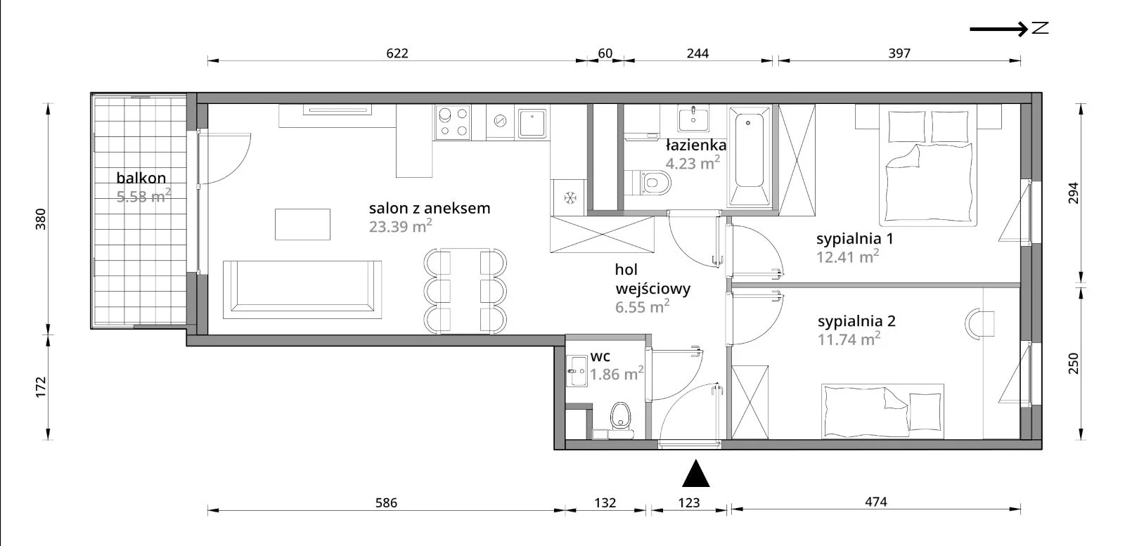 Mieszkanie 60,18 m², piętro 1, oferta nr B/067, Aleje Praskie etap III, Warszawa, Praga Południe, Kamionek, ul. Podskarbińska 32/34