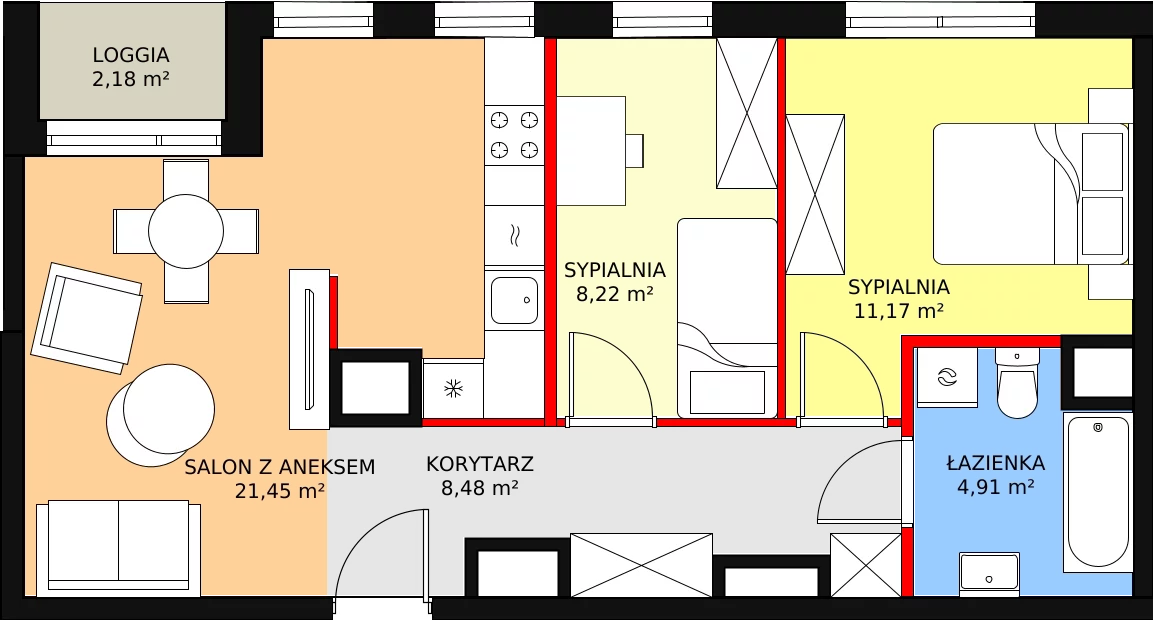 Mieszkanie 53,94 m², piętro 1, oferta nr 4/05., Urzecze, Bydgoszcz, Okole, ul. Adama Naruszewicza