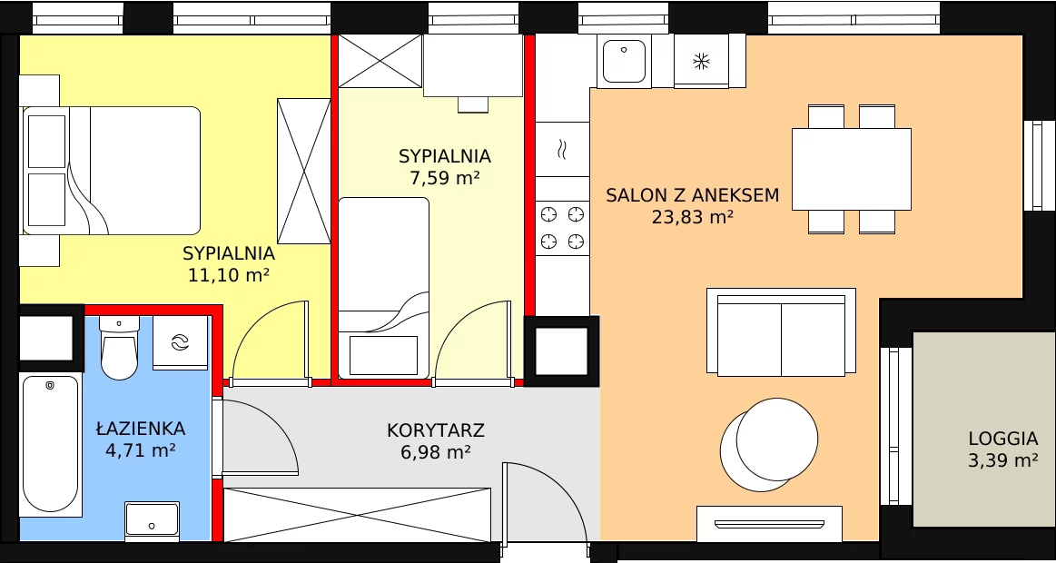 Mieszkanie 54,16 m², piętro 1, oferta nr 4/06., Urzecze, Bydgoszcz, Okole, ul. Adama Naruszewicza