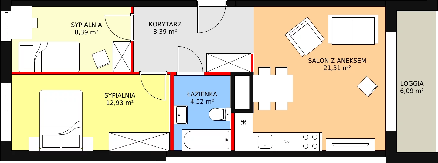 Mieszkanie 55,54 m², piętro 1, oferta nr 4/10., Urzecze, Bydgoszcz, Okole, ul. Adama Naruszewicza