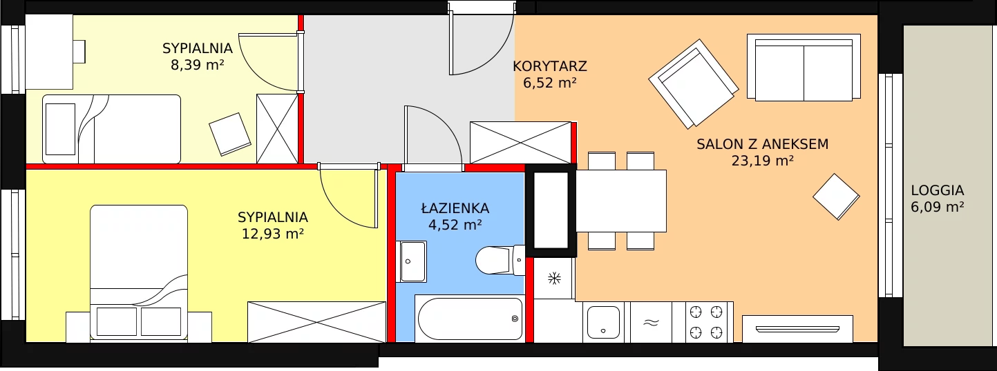 Mieszkanie 55,59 m², piętro 3, oferta nr 4/24., Urzecze, Bydgoszcz, Okole, ul. Adama Naruszewicza