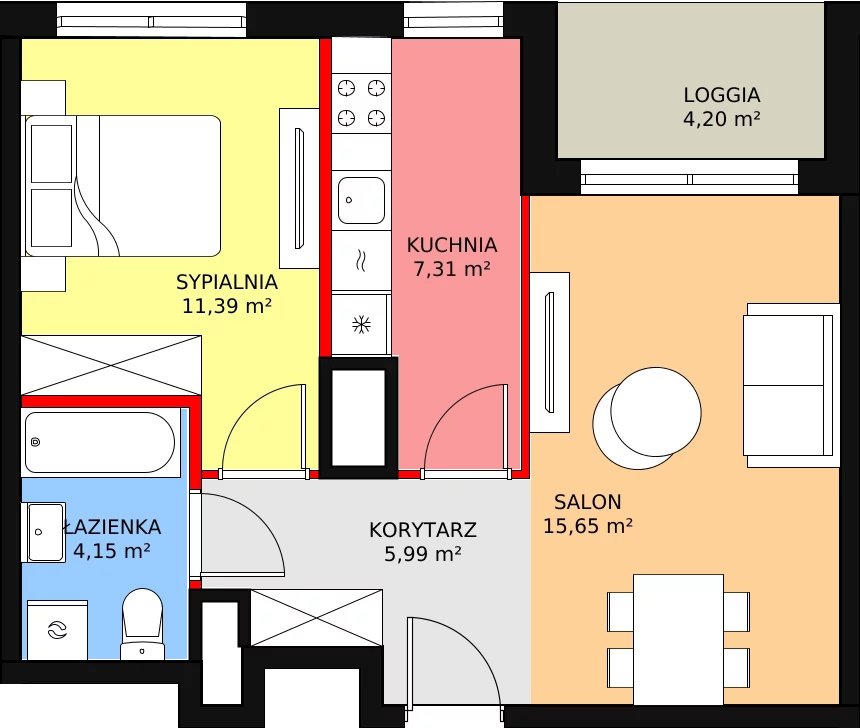 Mieszkanie 44,12 m², piętro 1, oferta nr 4/44., Urzecze, Bydgoszcz, Okole, ul. Adama Naruszewicza