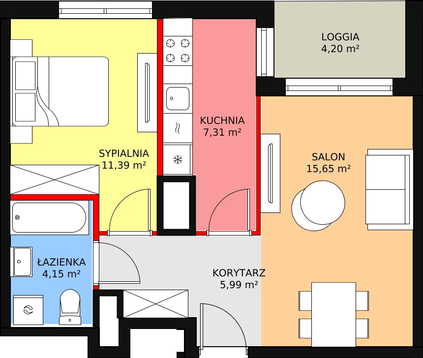 Mieszkanie 44,12 m², piętro 2, oferta nr 4/49., Urzecze, Bydgoszcz, Okole, ul. Adama Naruszewicza