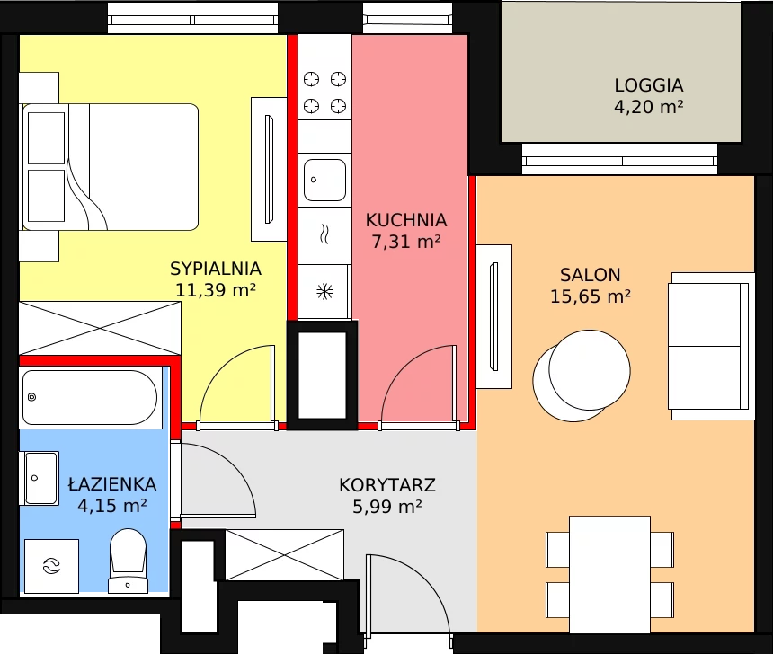 Mieszkanie 44,12 m², piętro 3, oferta nr 4/54., Urzecze, Bydgoszcz, Okole, ul. Adama Naruszewicza