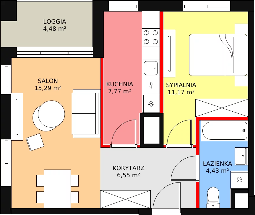 Mieszkanie 45,42 m², piętro 5, oferta nr 4/63., Urzecze, Bydgoszcz, Okole, ul. Adama Naruszewicza