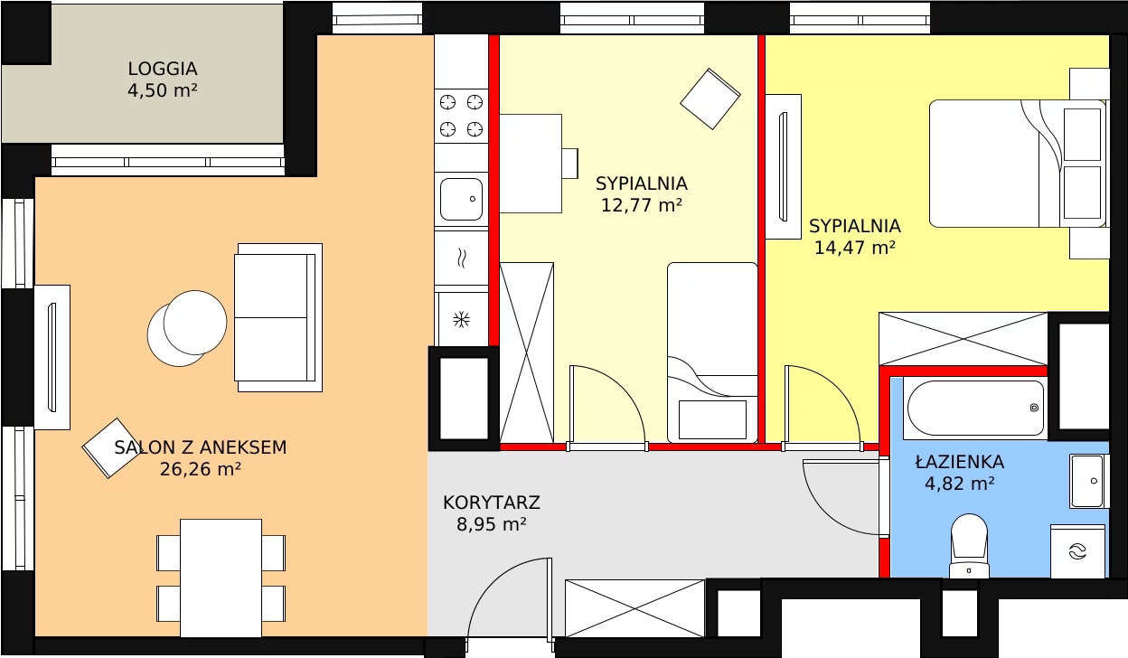 Mieszkanie 66,94 m², piętro 6, oferta nr 4/68., Urzecze, Bydgoszcz, Okole, ul. Adama Naruszewicza