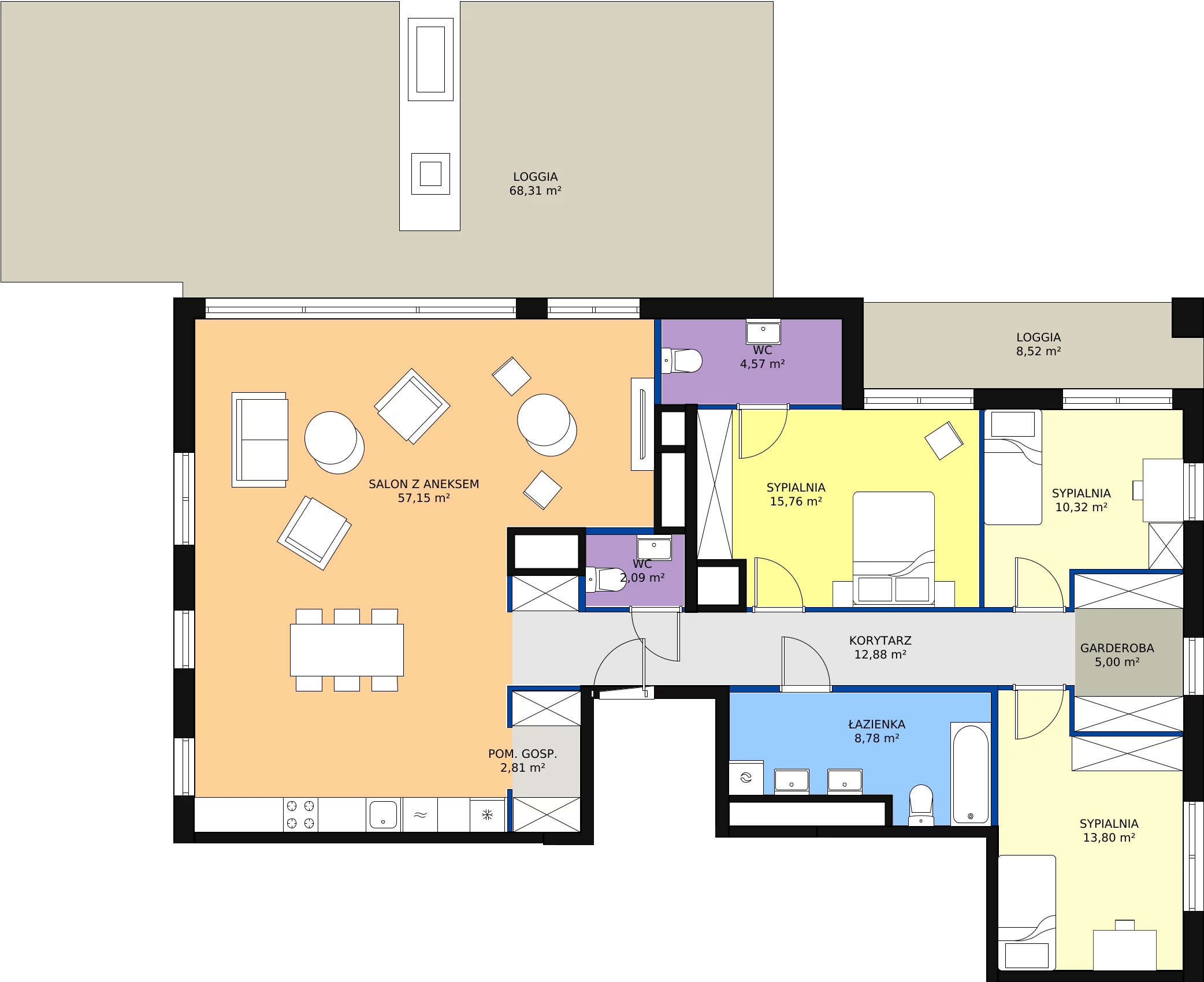 4 pokoje, apartament 132,16 m², piętro 6, oferta nr 4/69., Urzecze, Bydgoszcz, Okole, ul. Adama Naruszewicza