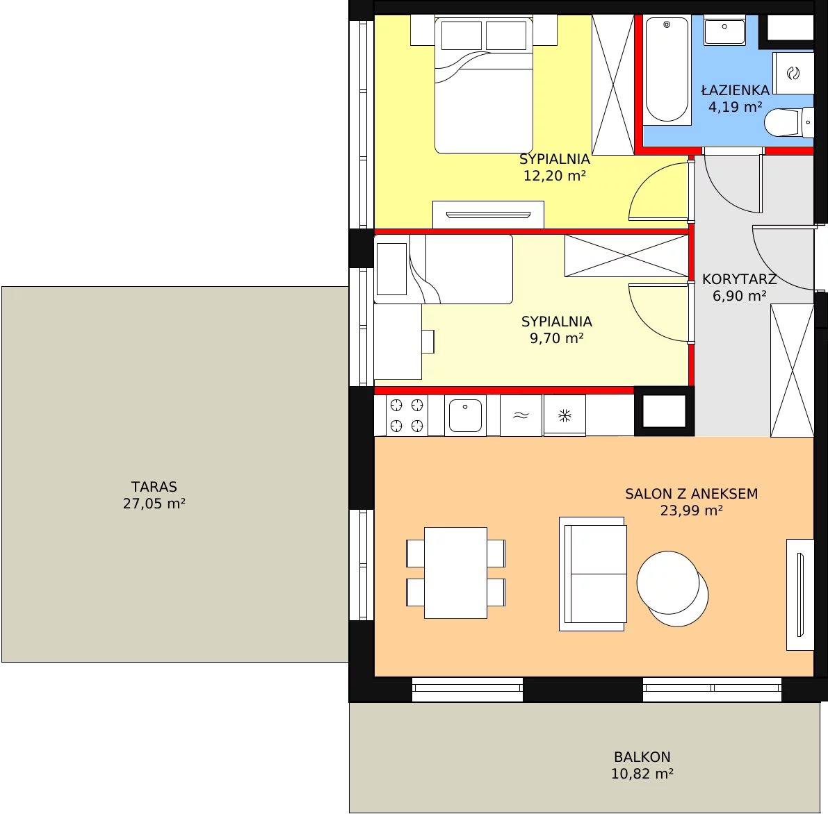 Mieszkanie 56,97 m², piętro 1, oferta nr 4A/33., Urzecze, Bydgoszcz, Okole, ul. Adama Naruszewicza