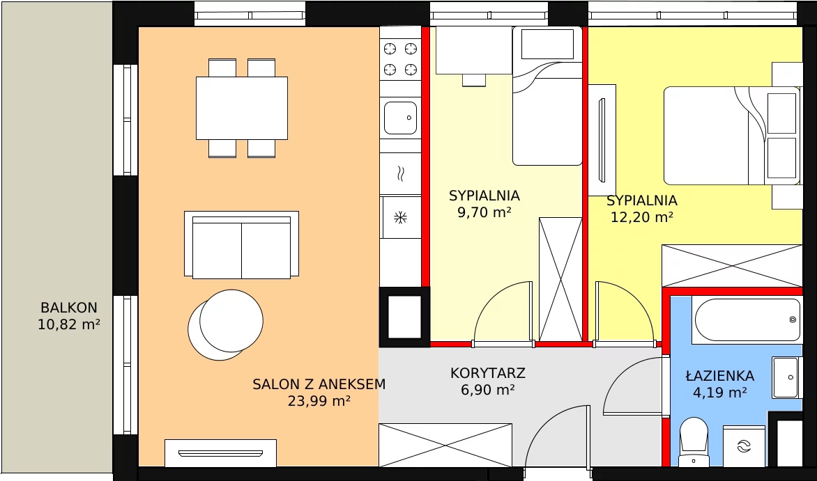 Mieszkanie 57,10 m², piętro 2, oferta nr 4A/37., Urzecze, Bydgoszcz, Okole, ul. Adama Naruszewicza