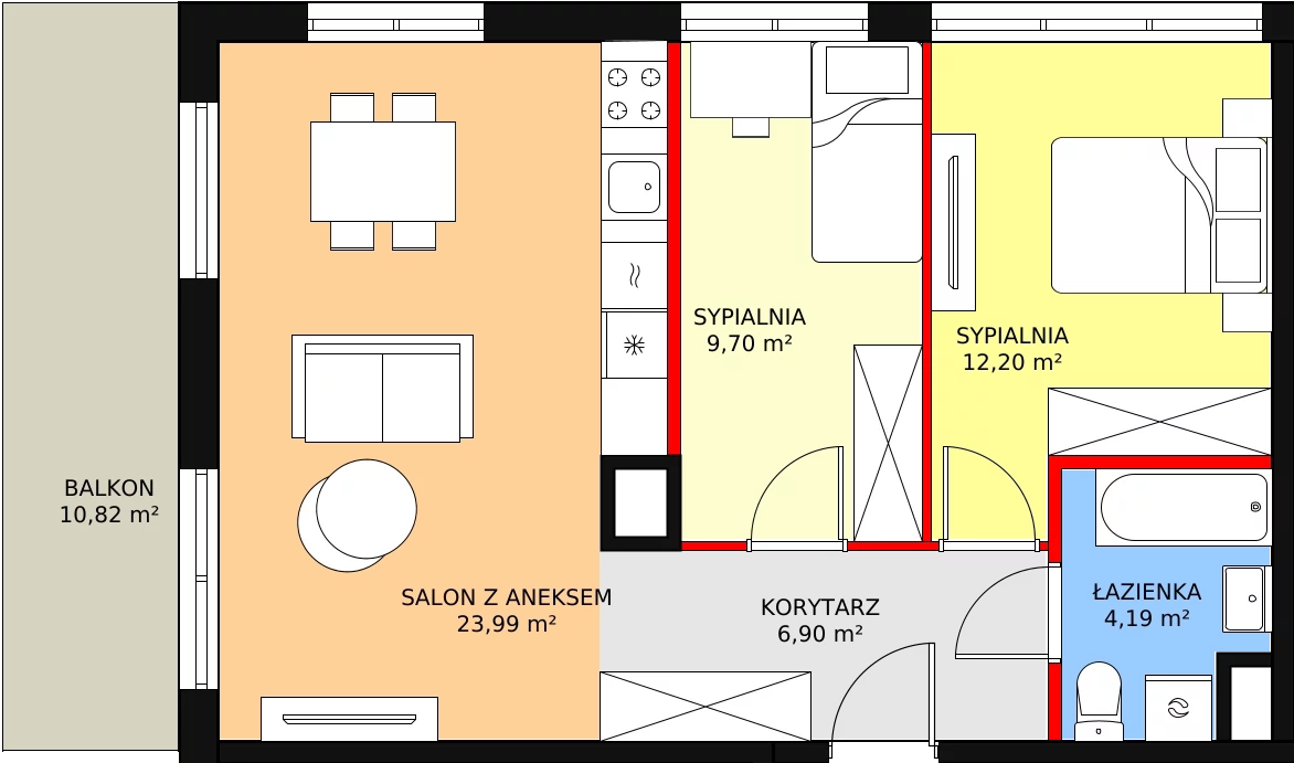 Mieszkanie 56,95 m², piętro 3, oferta nr 4A/41., Urzecze, Bydgoszcz, Okole, ul. Adama Naruszewicza