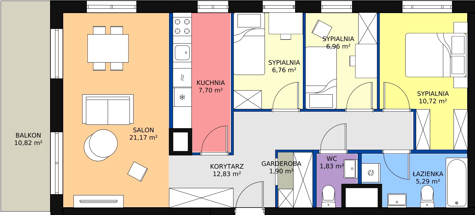 4 pokoje, apartament 76,34 m², piętro 5, oferta nr 4A/48., Urzecze, Bydgoszcz, Okole, ul. Adama Naruszewicza