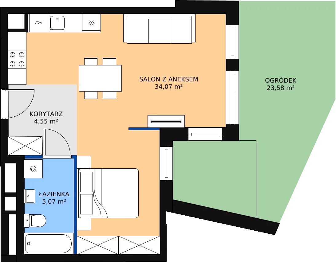Zalety mieszkania 44.26 m², B.4
