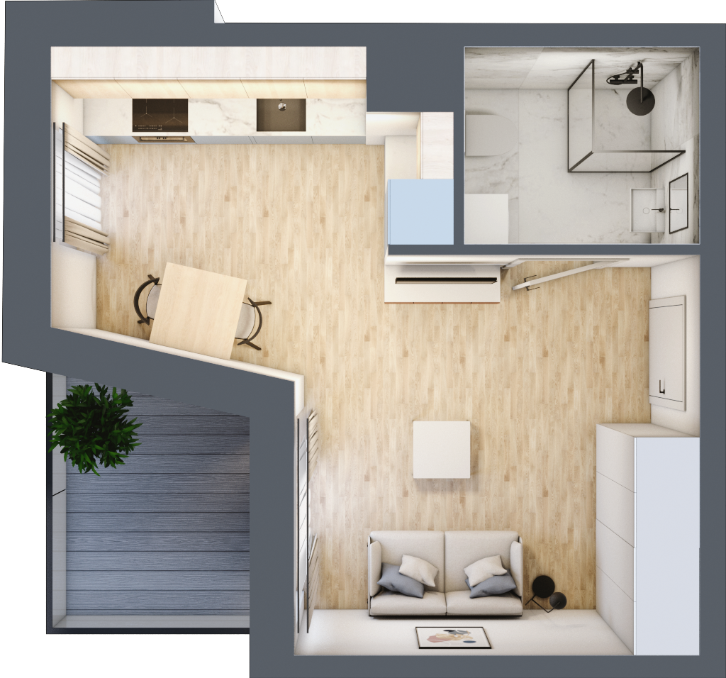 Mieszkanie 26,47 m², piętro 1, oferta nr B.12, Apartamenty Kapitanat, Gdańsk, Śródmieście, ul. Stępkarska / Wiosny Ludów