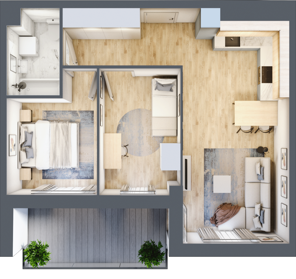 Mieszkanie 54,95 m², piętro 2, oferta nr B.22, Apartamenty Kapitanat, Gdańsk, Śródmieście, ul. Stępkarska / Wiosny Ludów