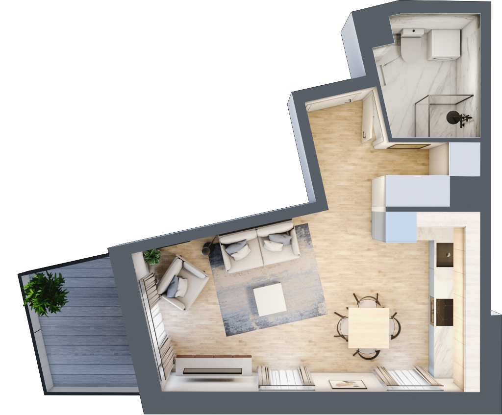 Mieszkanie 30,98 m², piętro 2, oferta nr B.23, Apartamenty Kapitanat, Gdańsk, Śródmieście, ul. Stępkarska / Wiosny Ludów